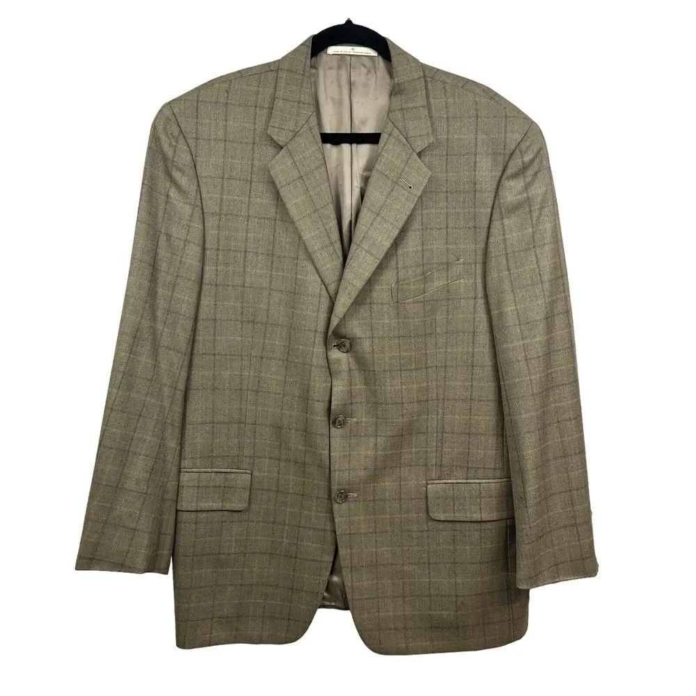 Joseph Abboud Von Maur Silk Wool Sport Coat Jacket Men 3 Button Ventless Tan 42R